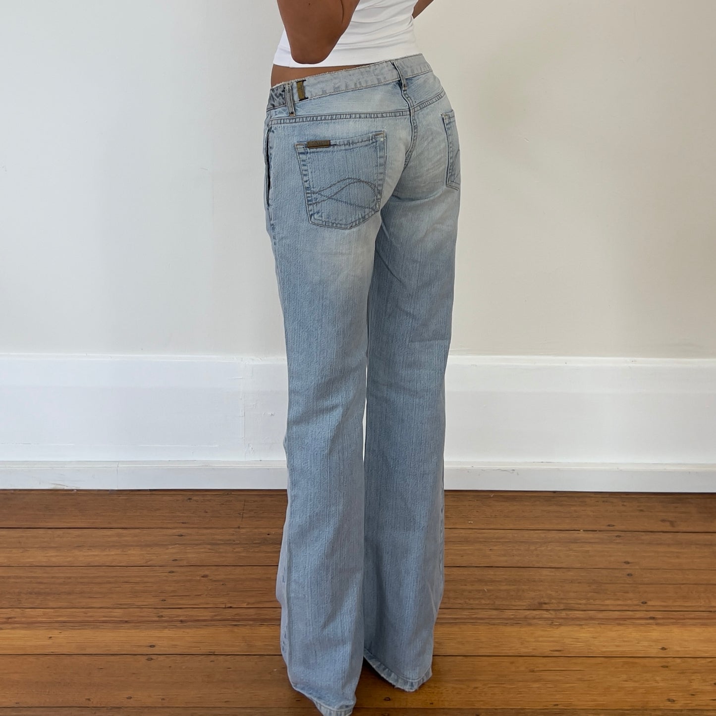 low rise light wash jeans