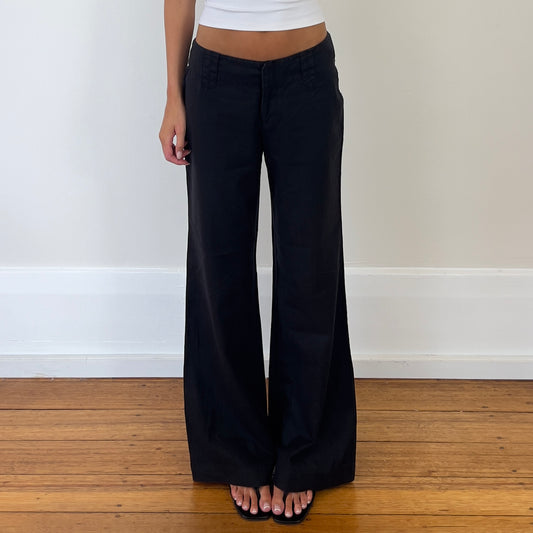 black wide leg linen pants