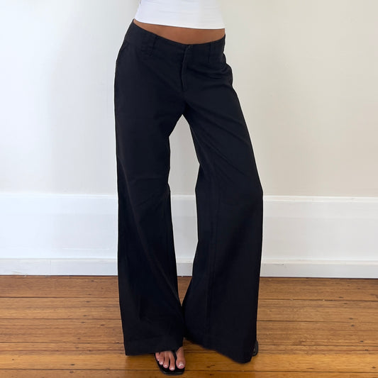 black wide leg linen pants
