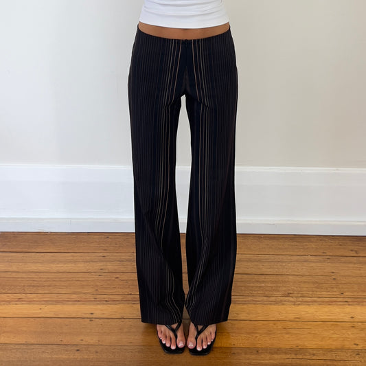 black pinsripe trousers