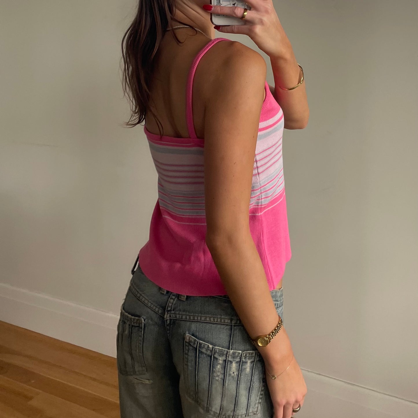 pink knit cami