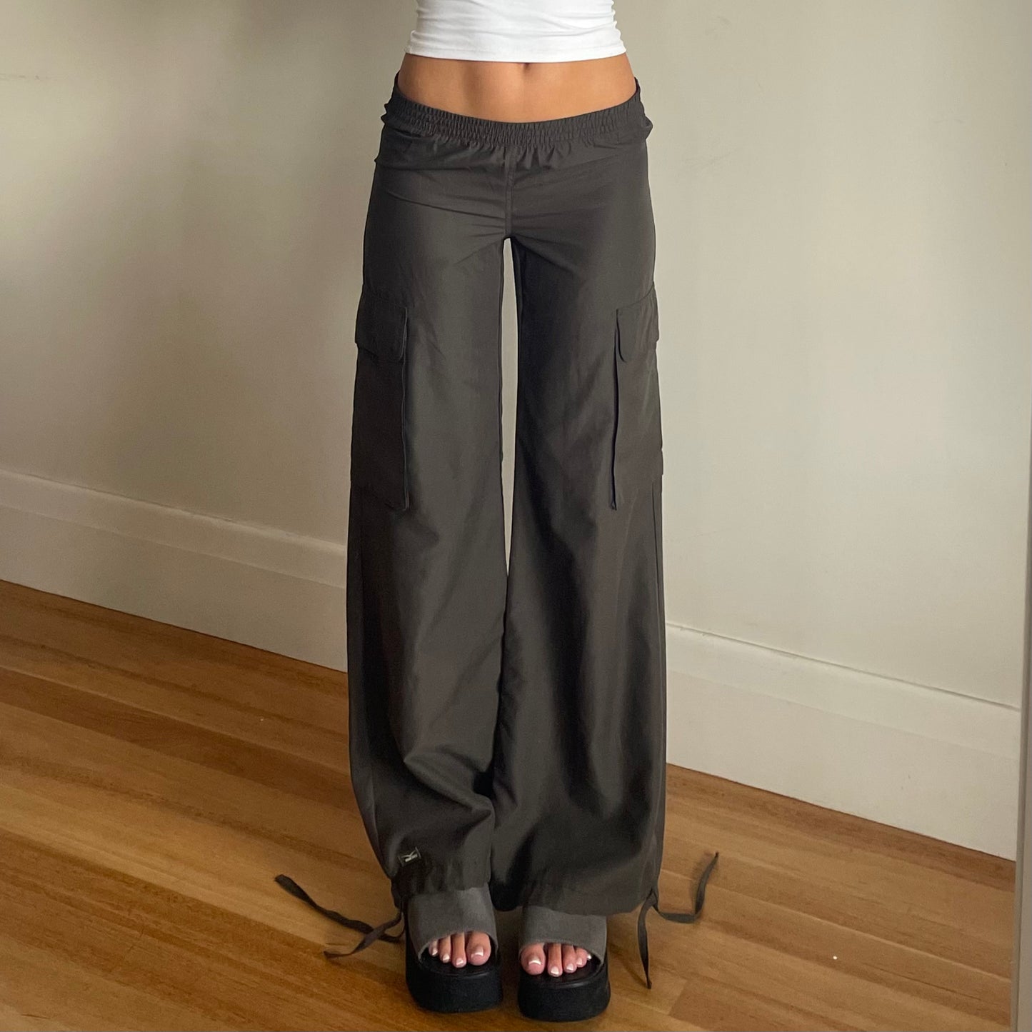 khaki wide leg pants