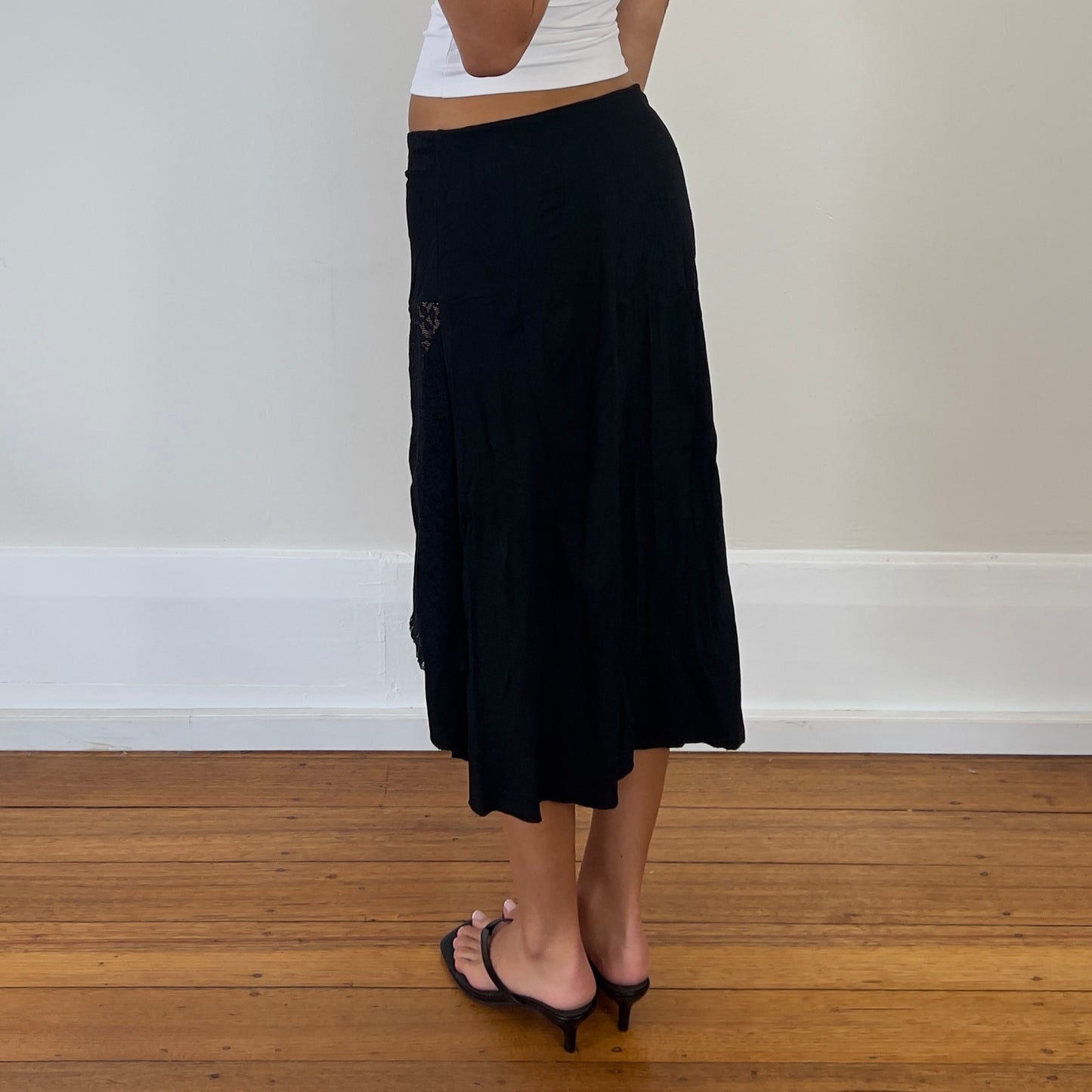 black/pink midi skirt