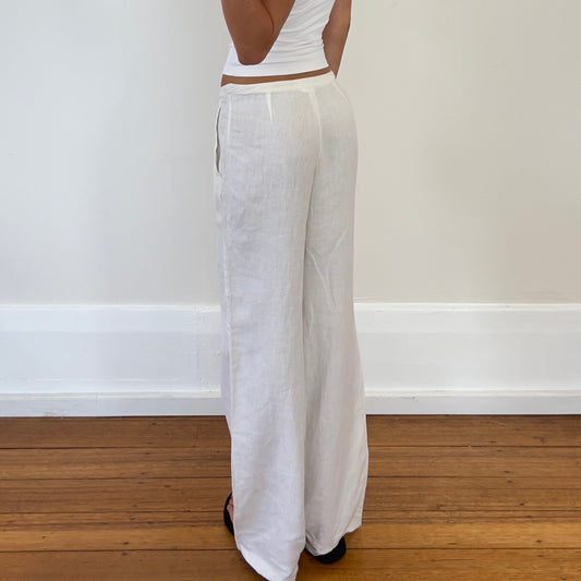 white linen pants