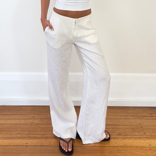 white linen pants