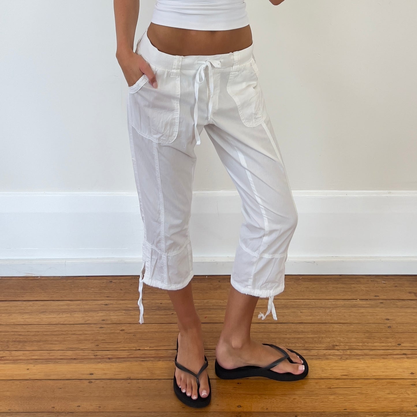 white cargo capris