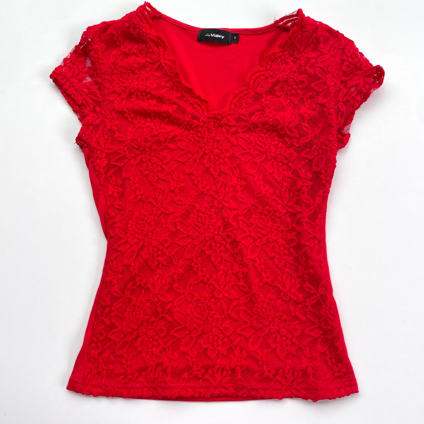 red lace tee