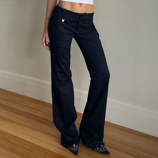 low rise black trousers