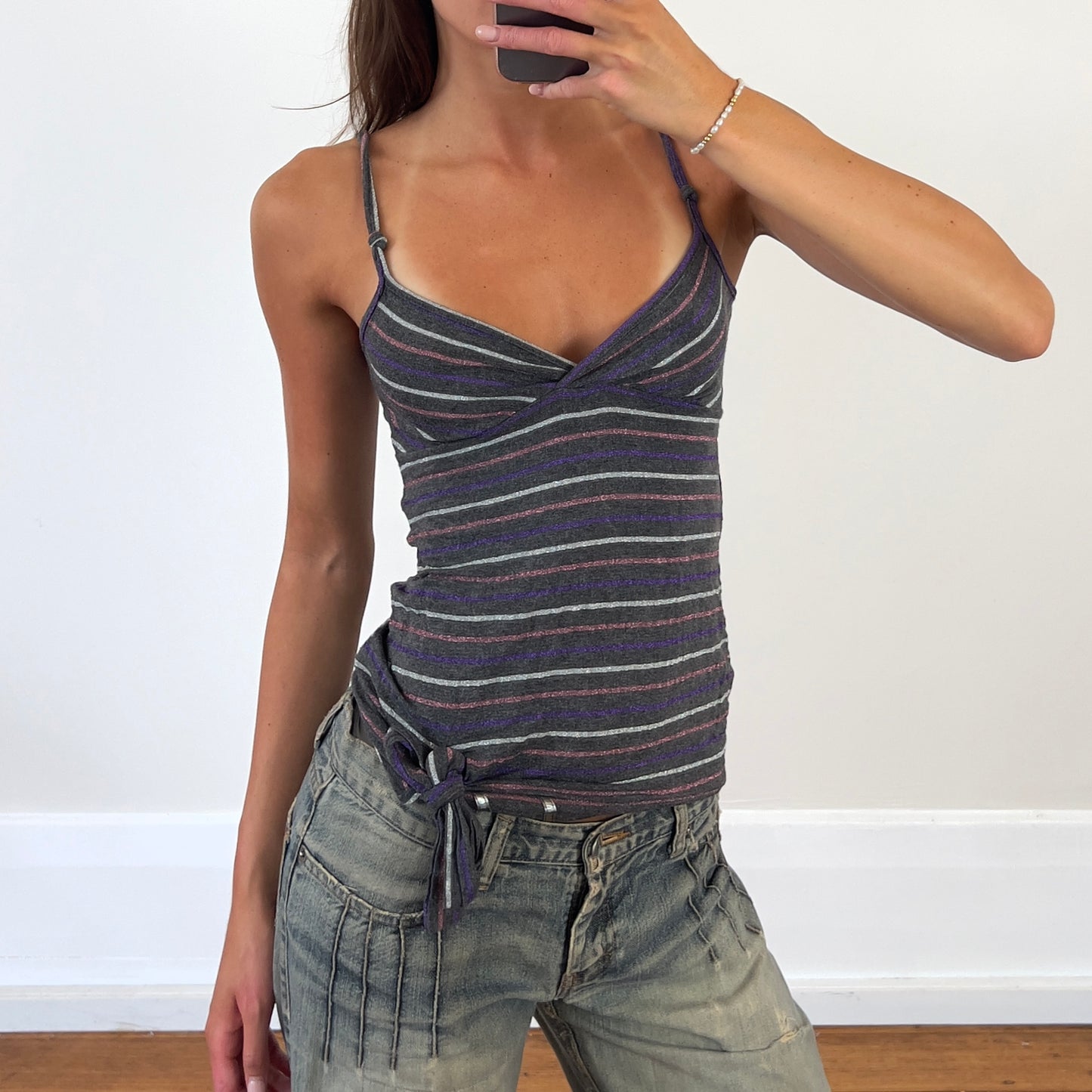 stripe knot cami