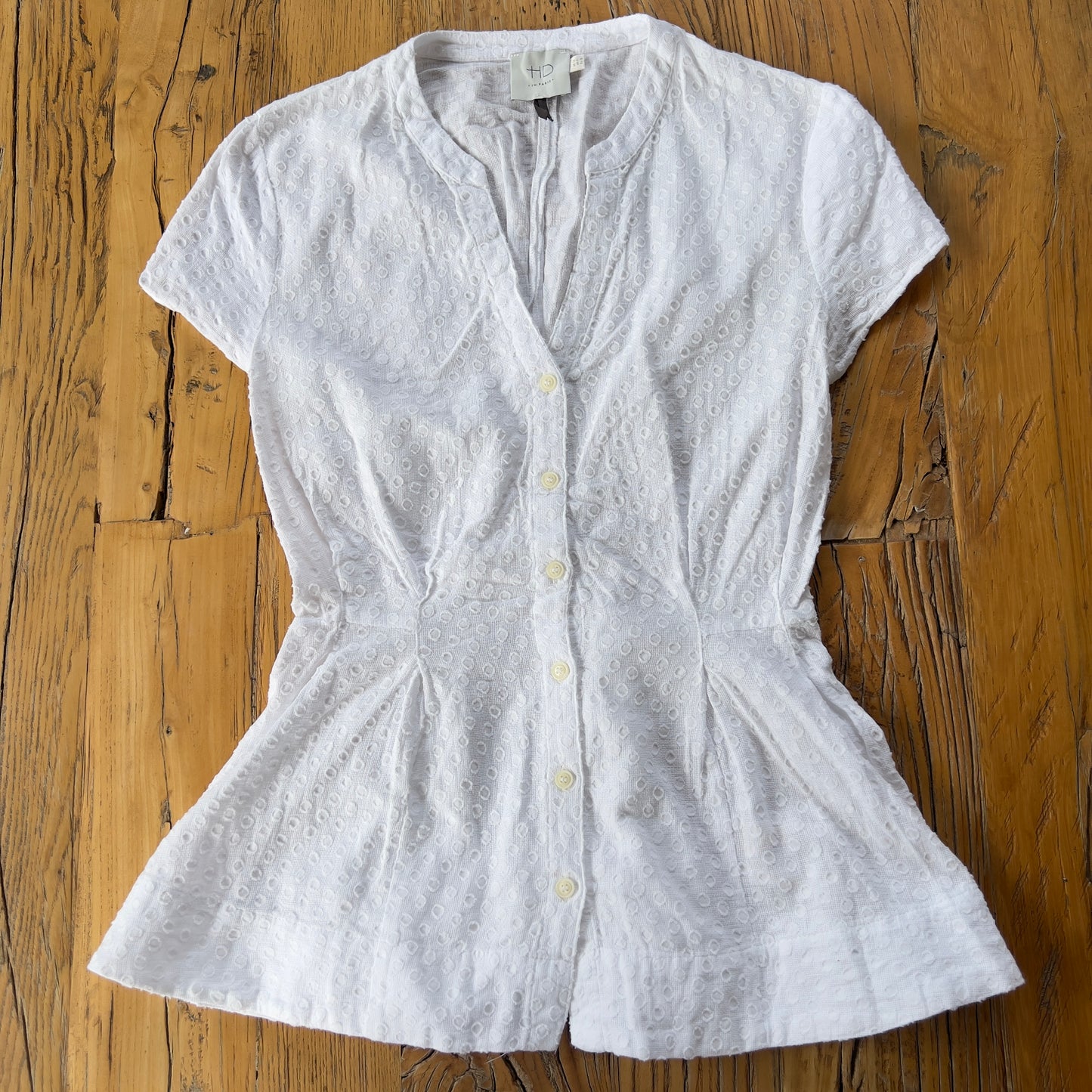white reworked ruched shirt