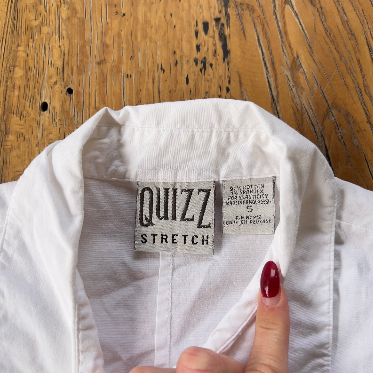 white reworked ruched shirt