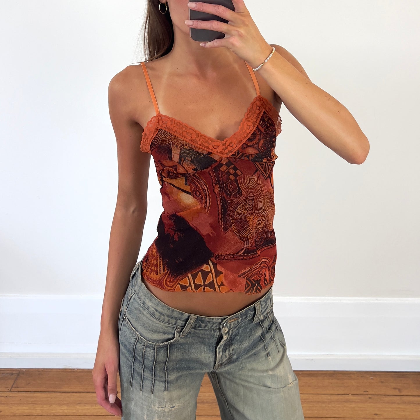 graphic mesh cami