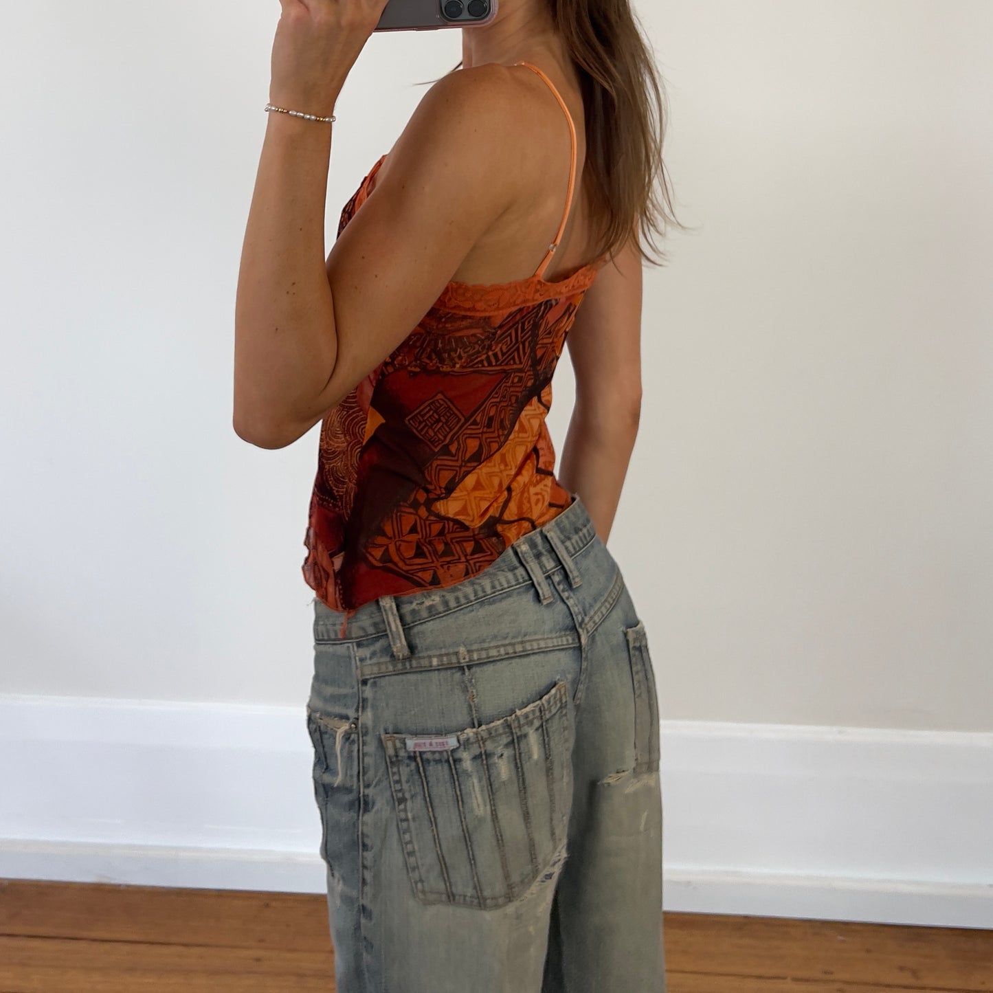 graphic mesh cami