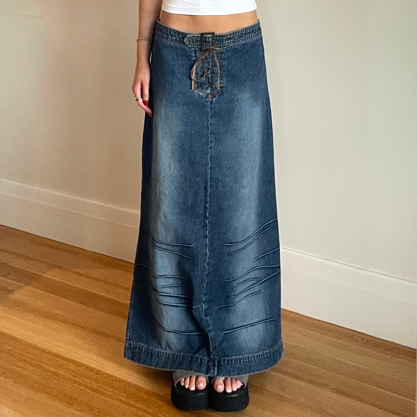 90s denim maxi skirt