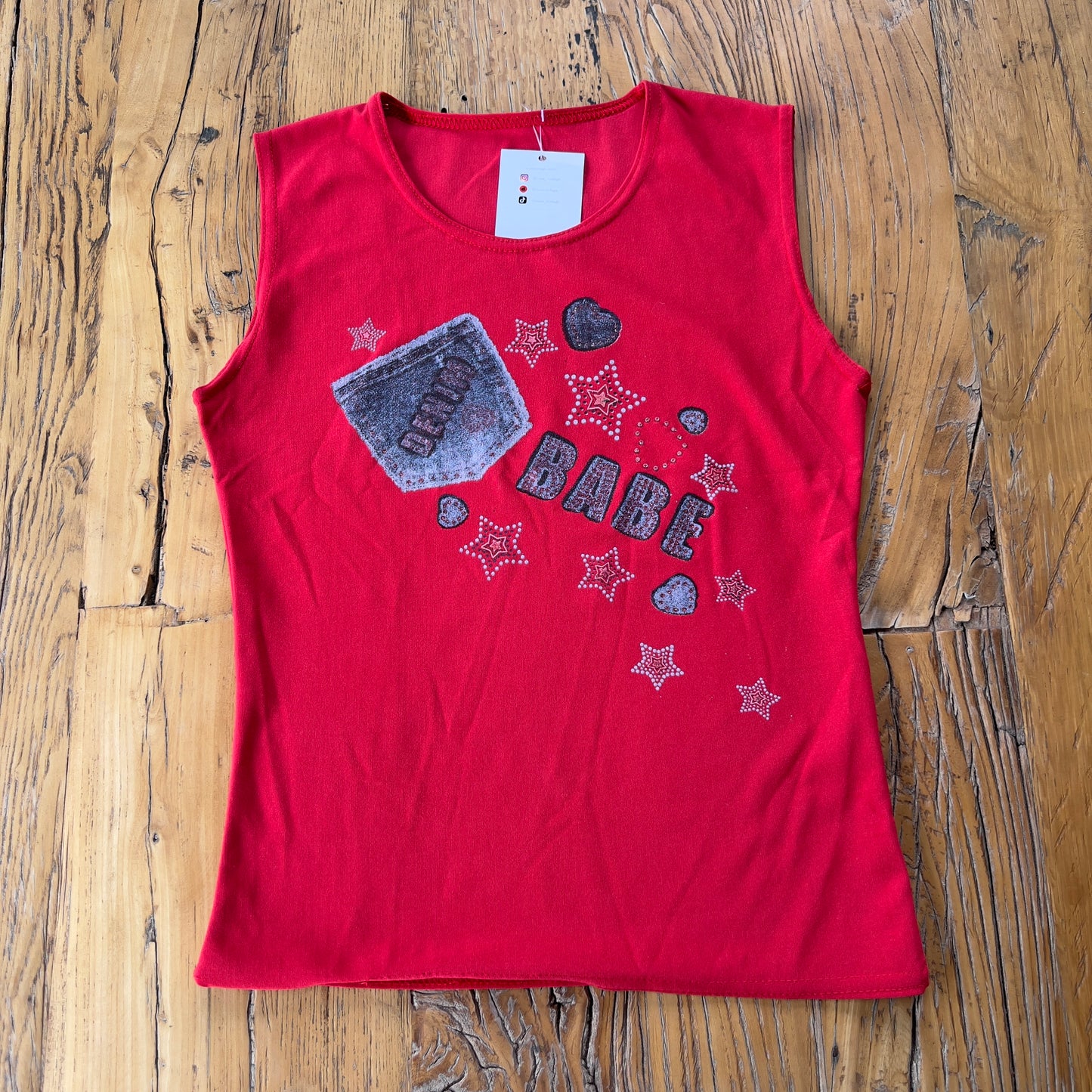 red graphic tank