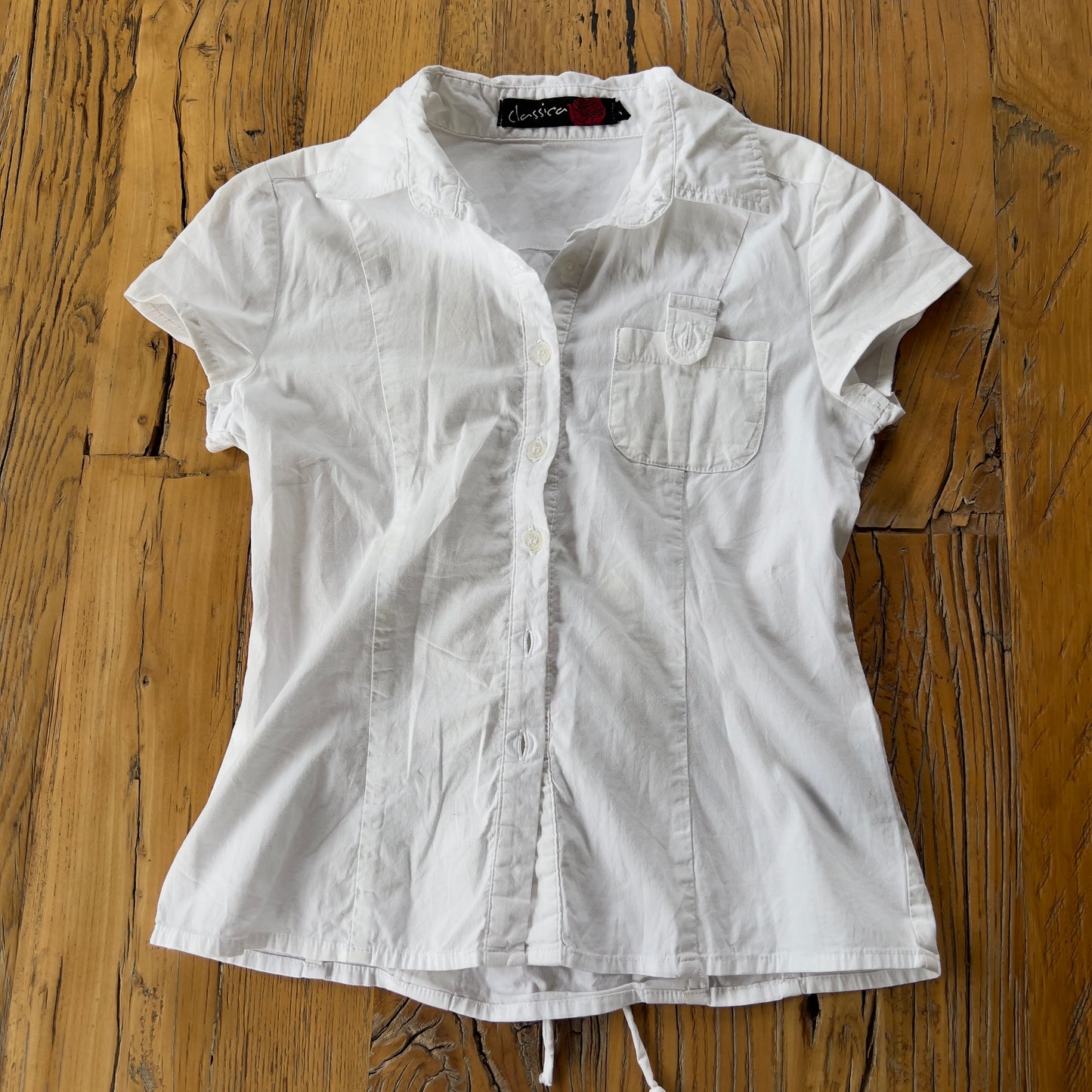 white lace up shirt