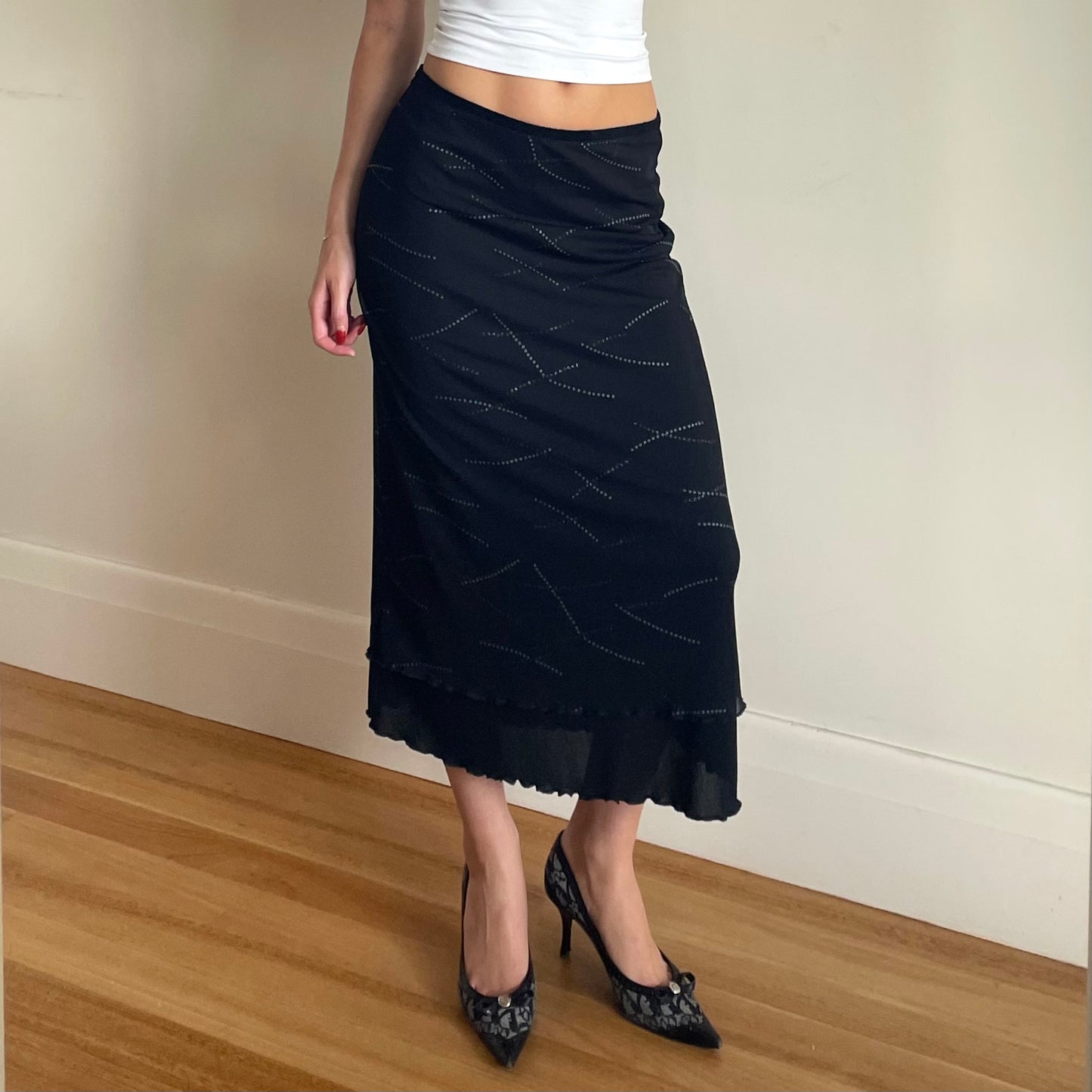 90s black midi skirt