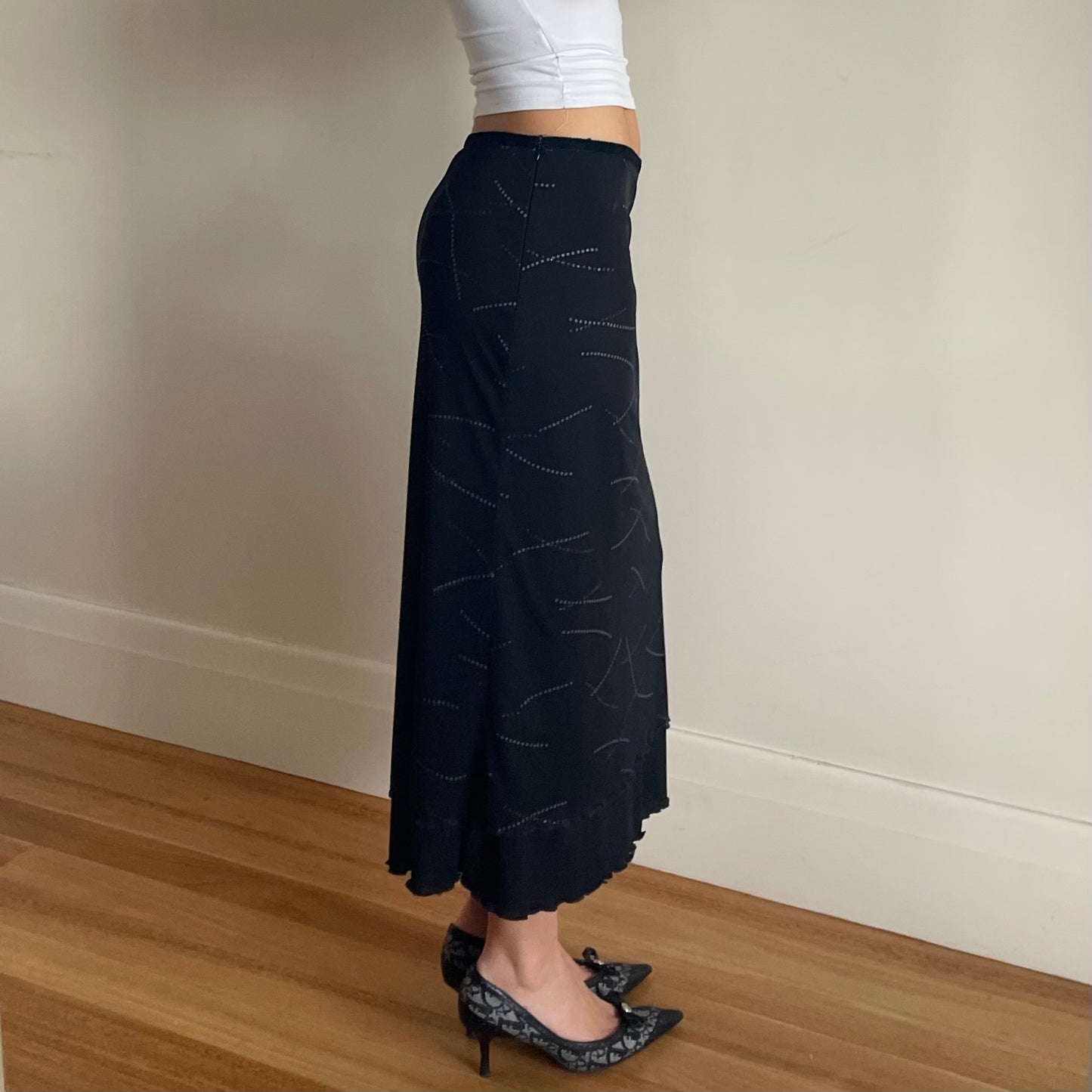 90s black midi skirt