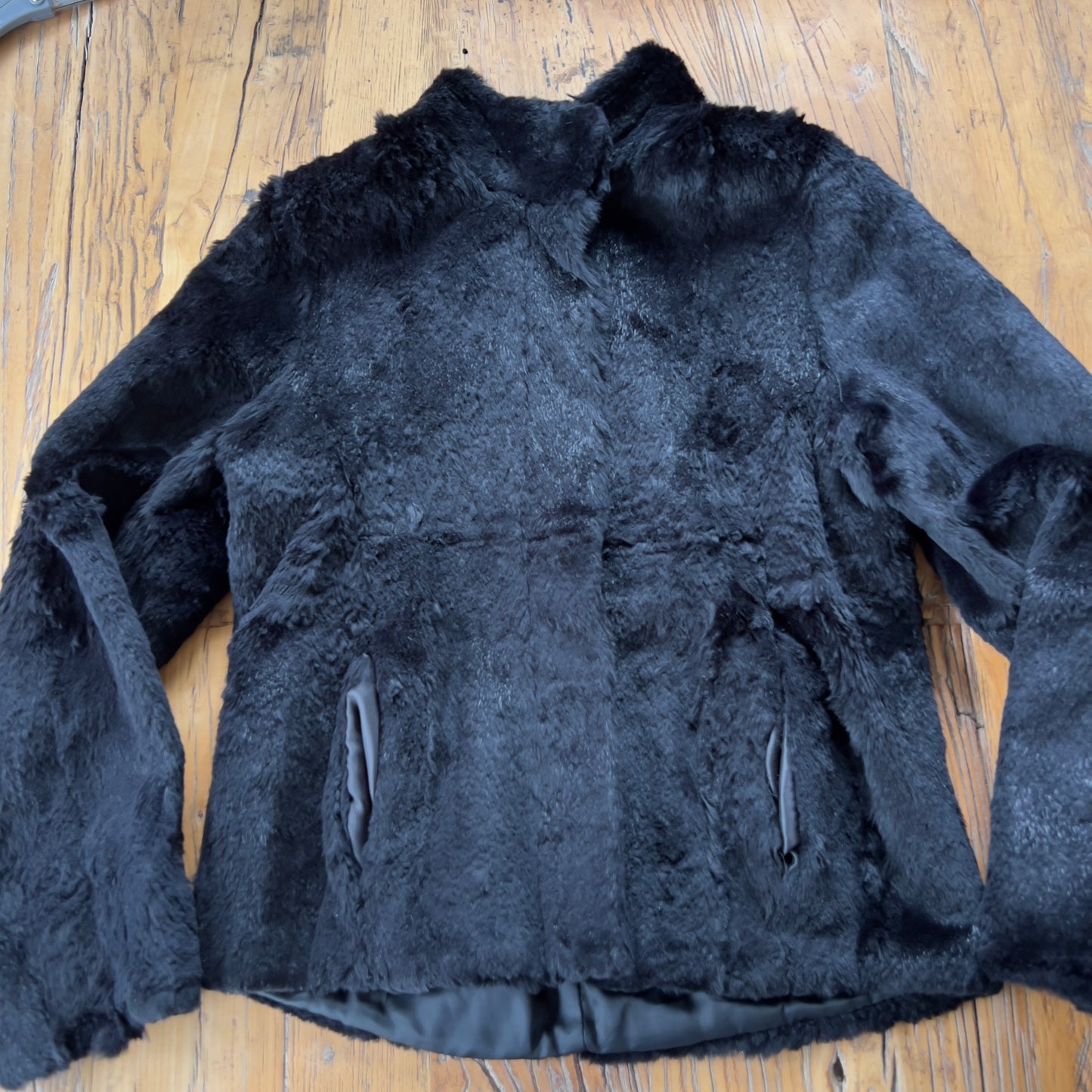 black fur jacket