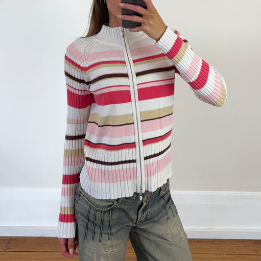 zip up stripe knit