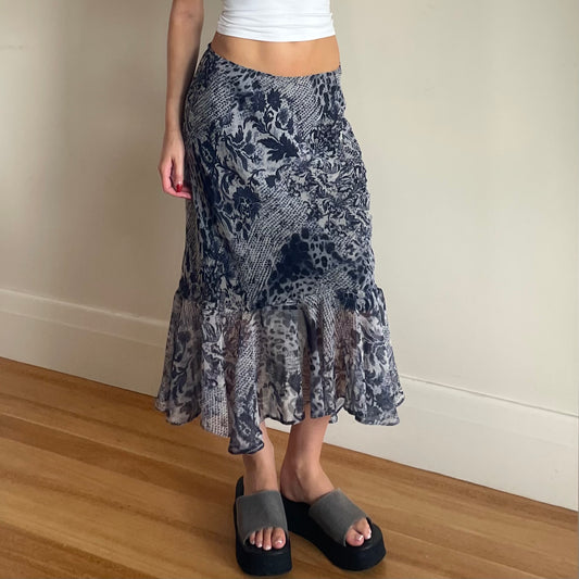 90s printed midi skirt