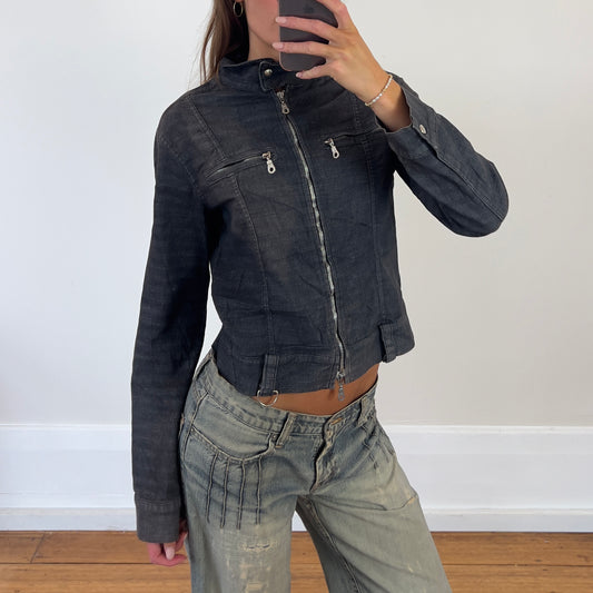 lightweight zip up denim jacket