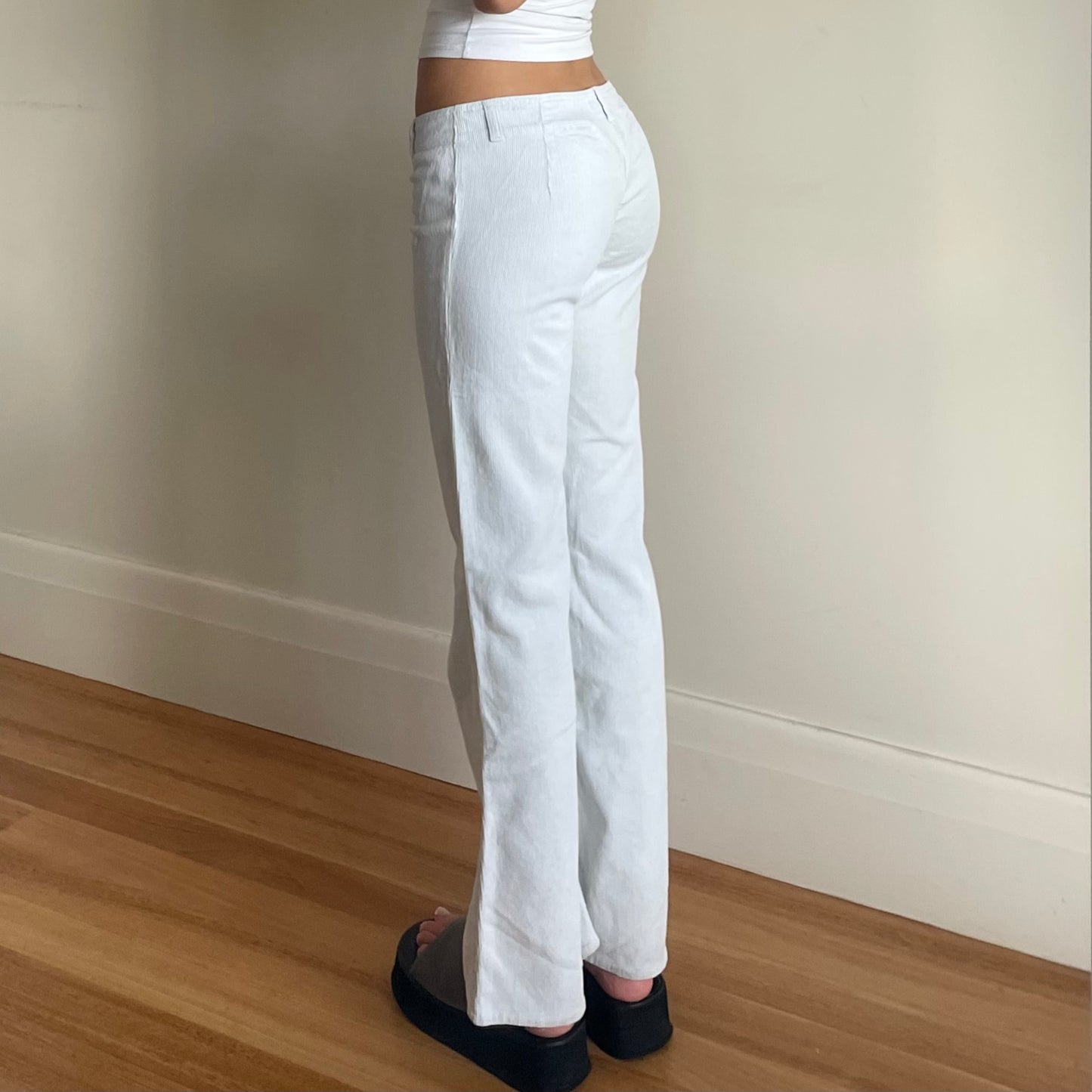 white low rise corduroy pants