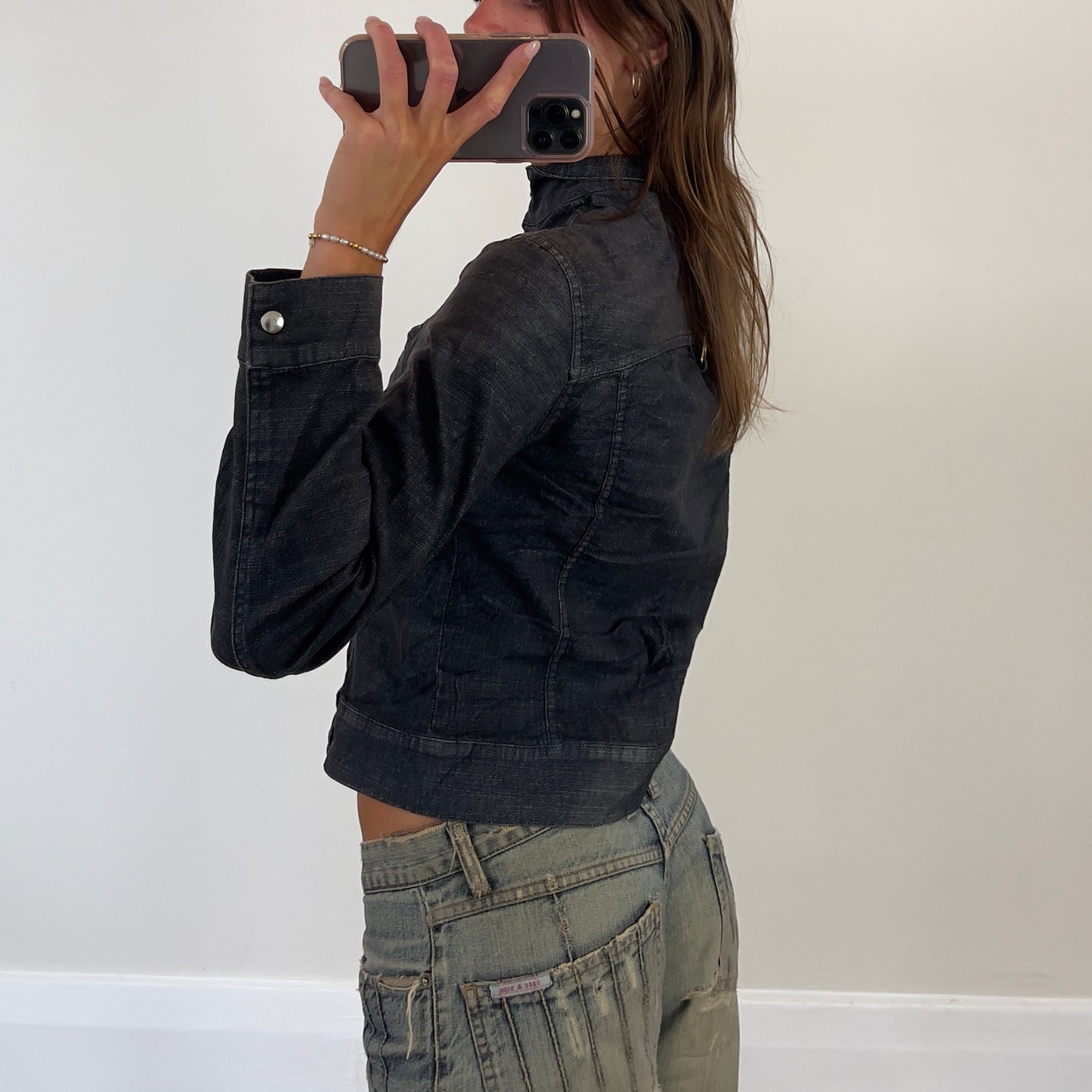 lightweight zip up denim jacket