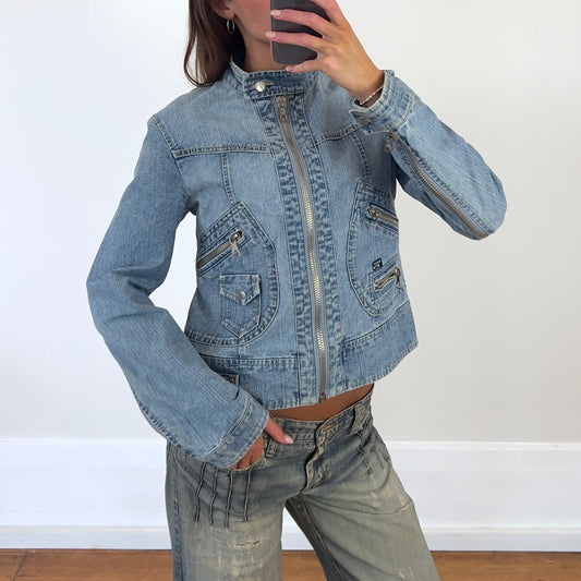 denim moto style jacket