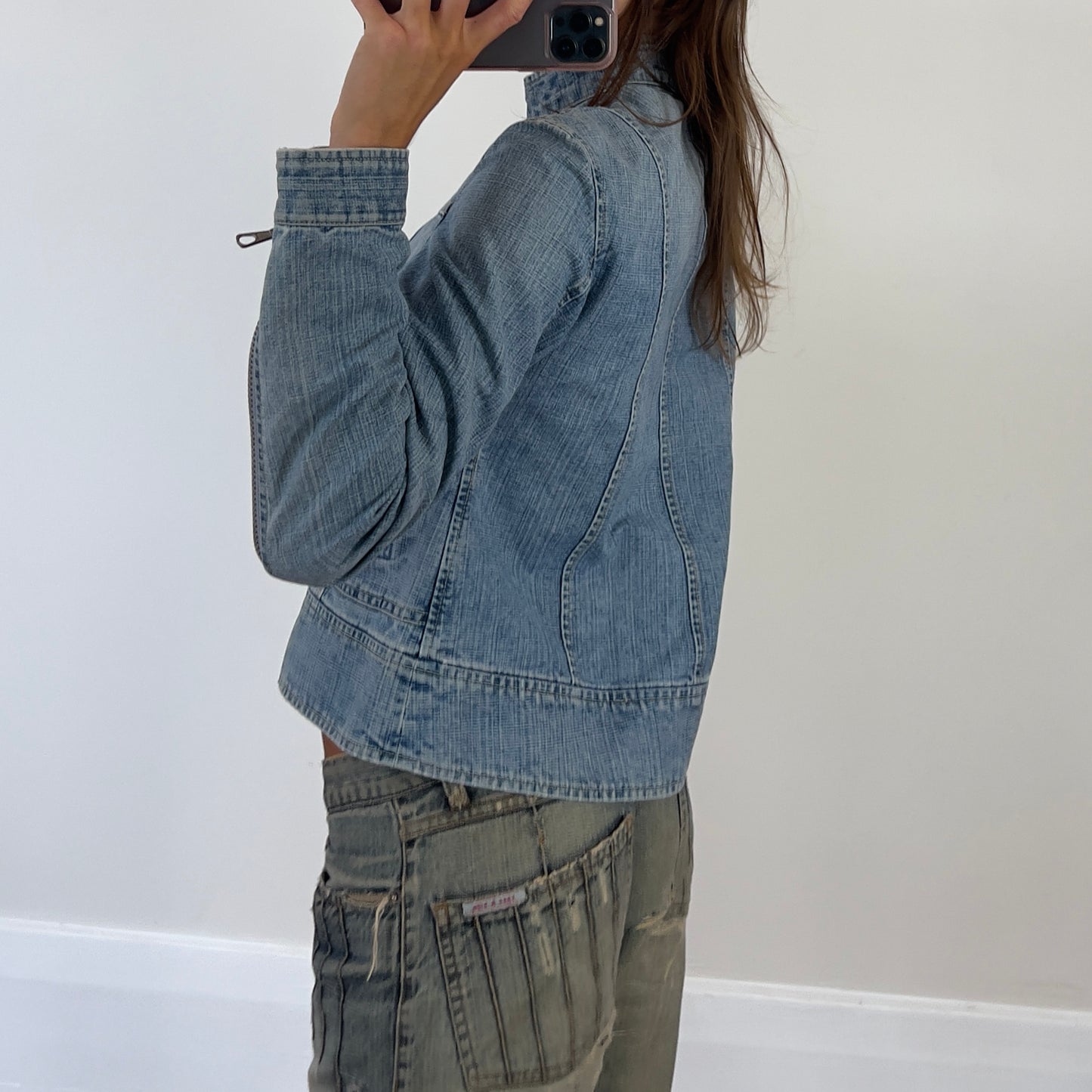 denim moto style jacket