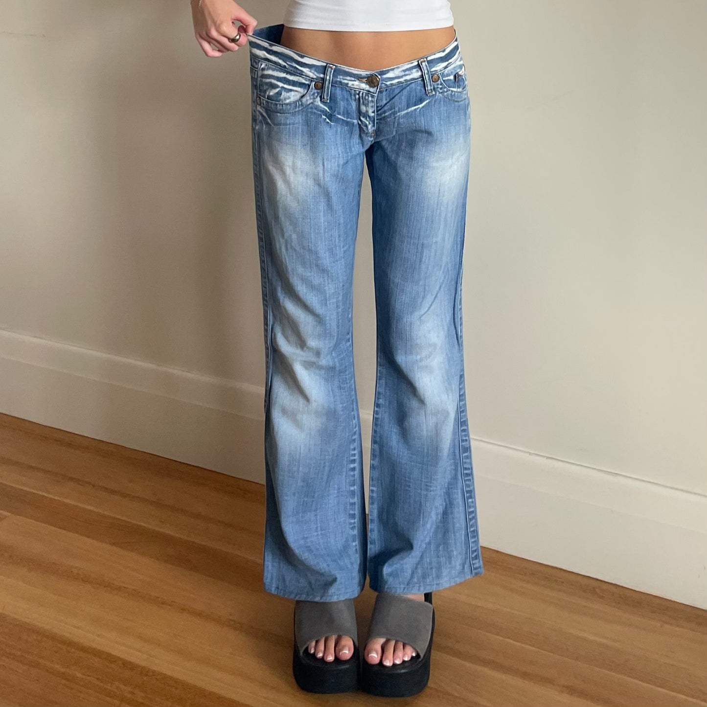 vintage low rise flared jeans