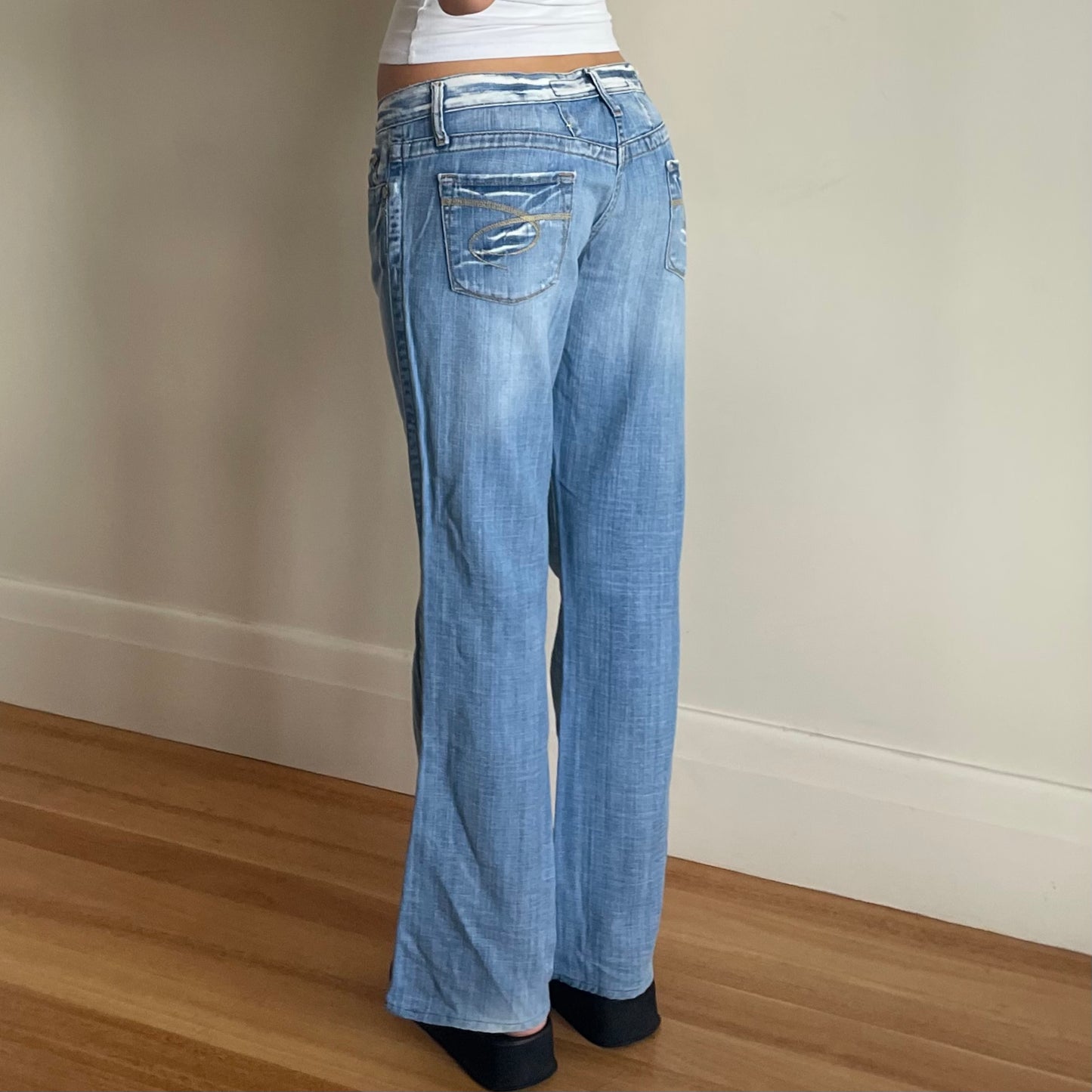 vintage low rise flared jeans