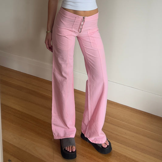 pink wide leg pants
