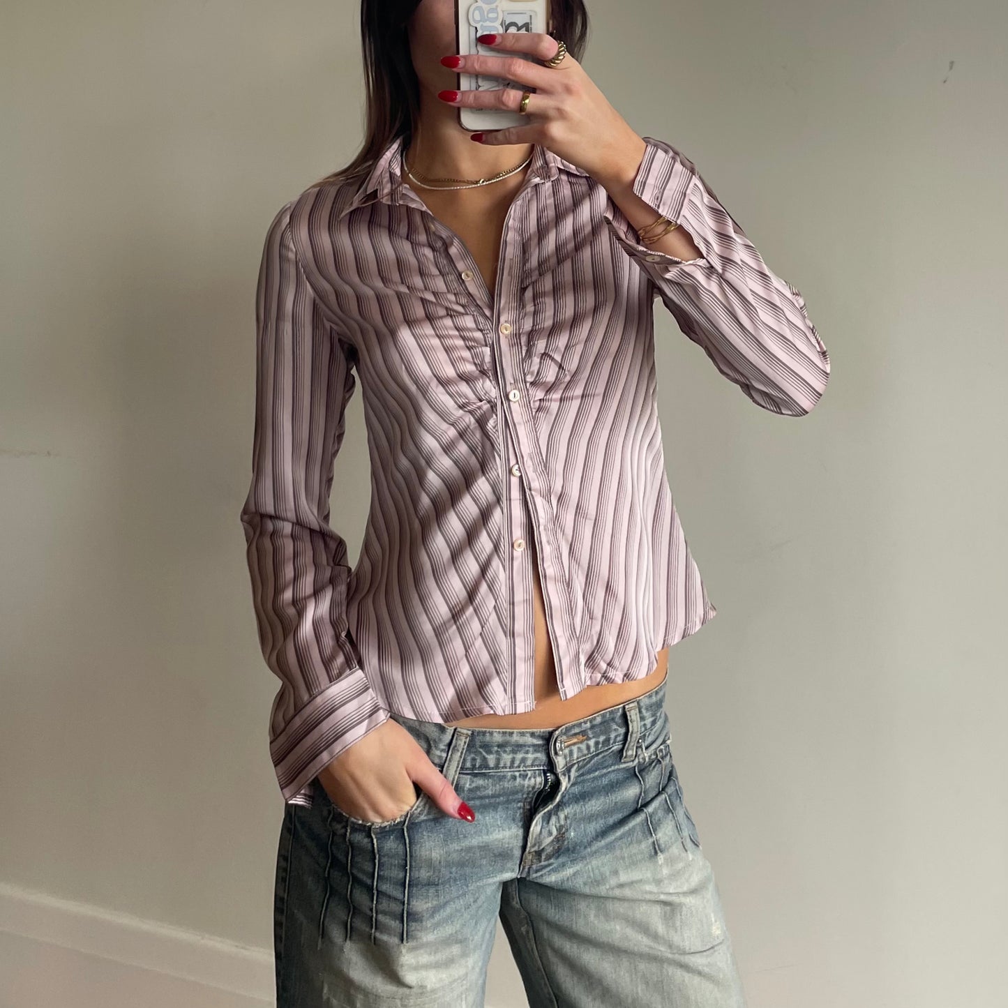 90s pink pinstripe shirt