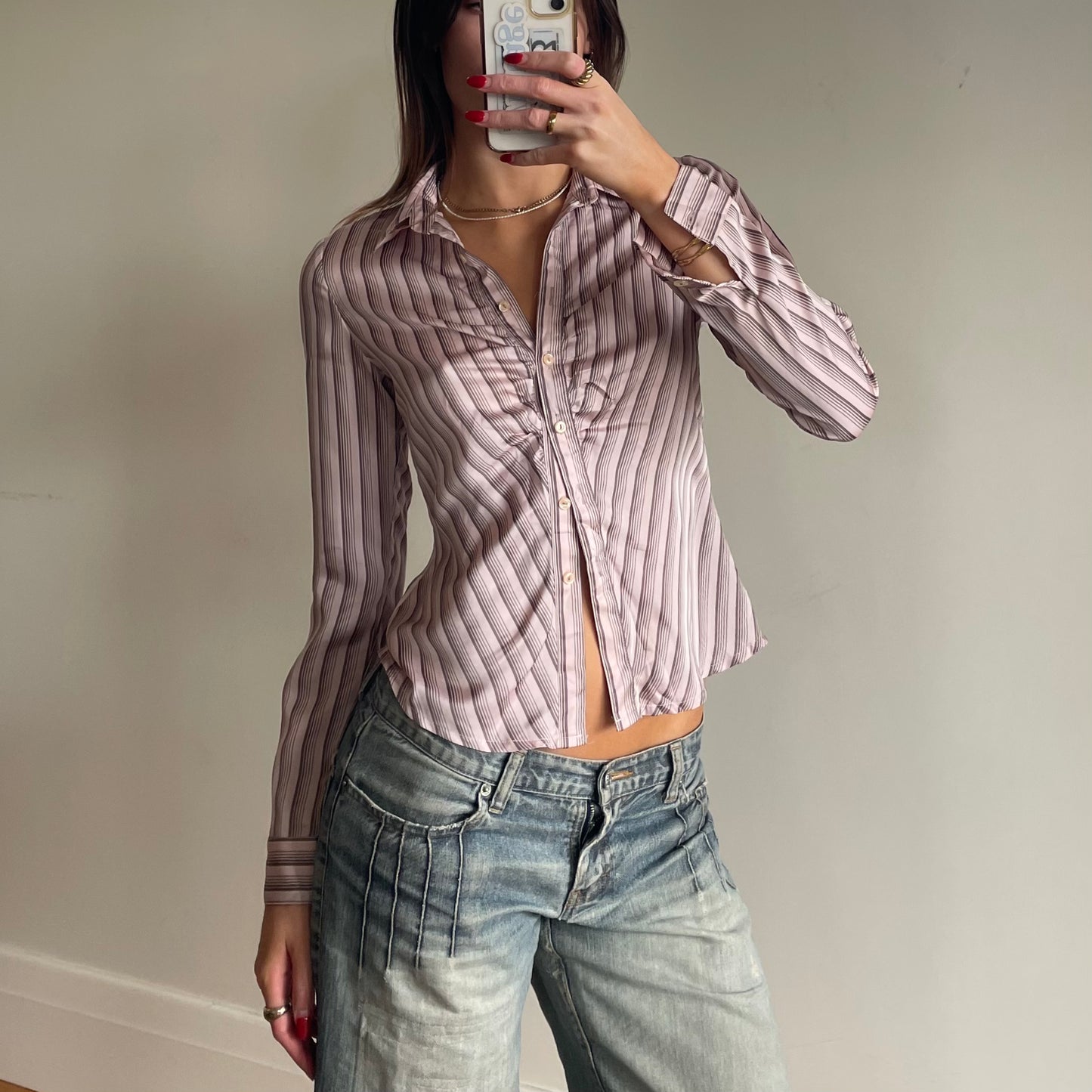 90s pink pinstripe shirt