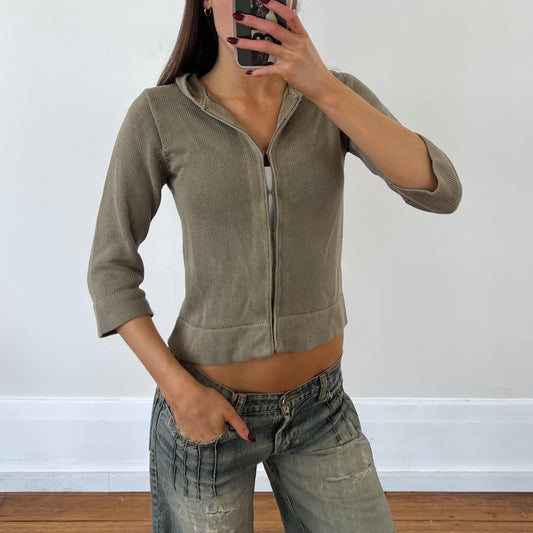 khaki hook & eye knit jacket