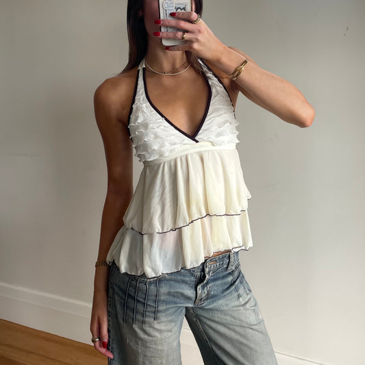 frilly halter top