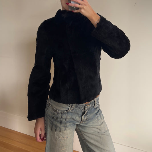 black fur jacket