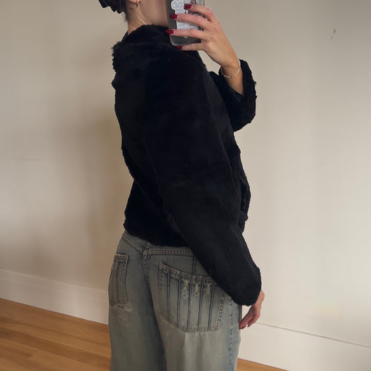 black fur jacket