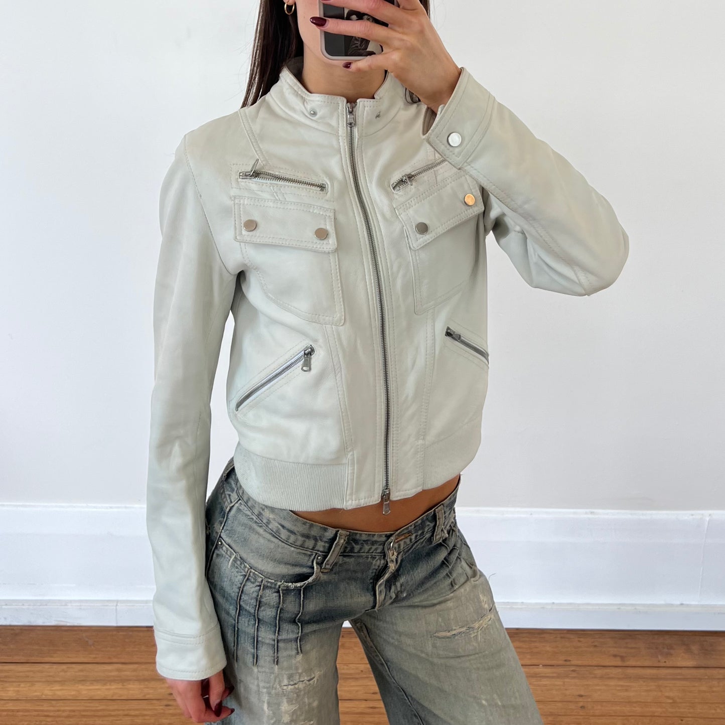 ivory leather jacket