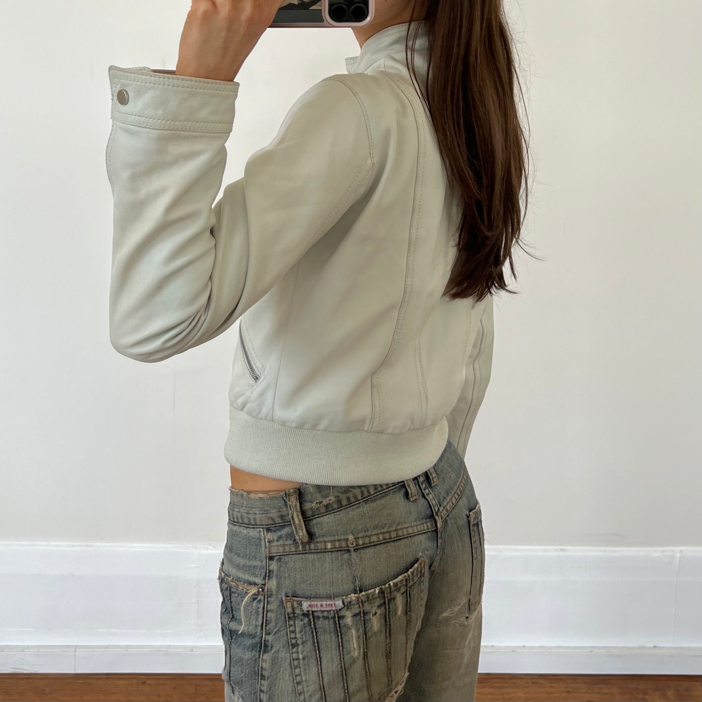 ivory leather jacket