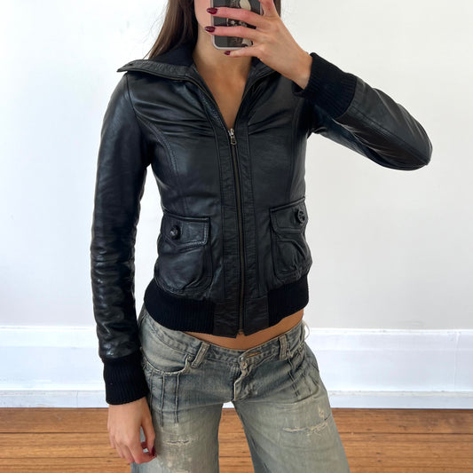 black leather jacket