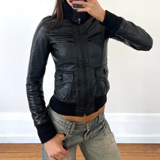 black leather jacket