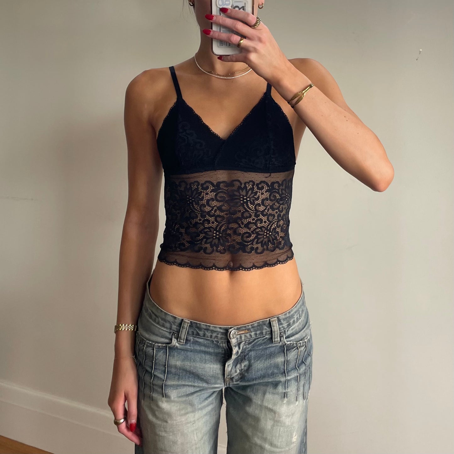 black lace cami