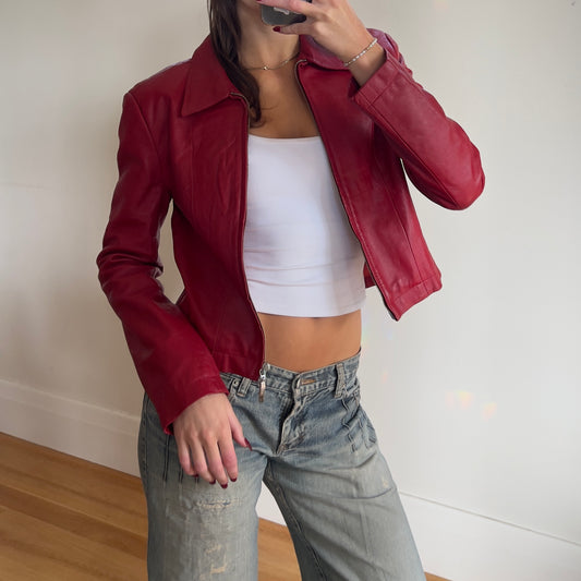 red leather jacket