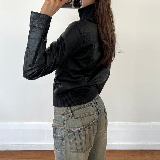 black leather jacket