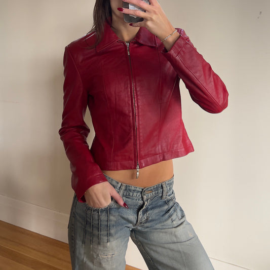 red leather jacket