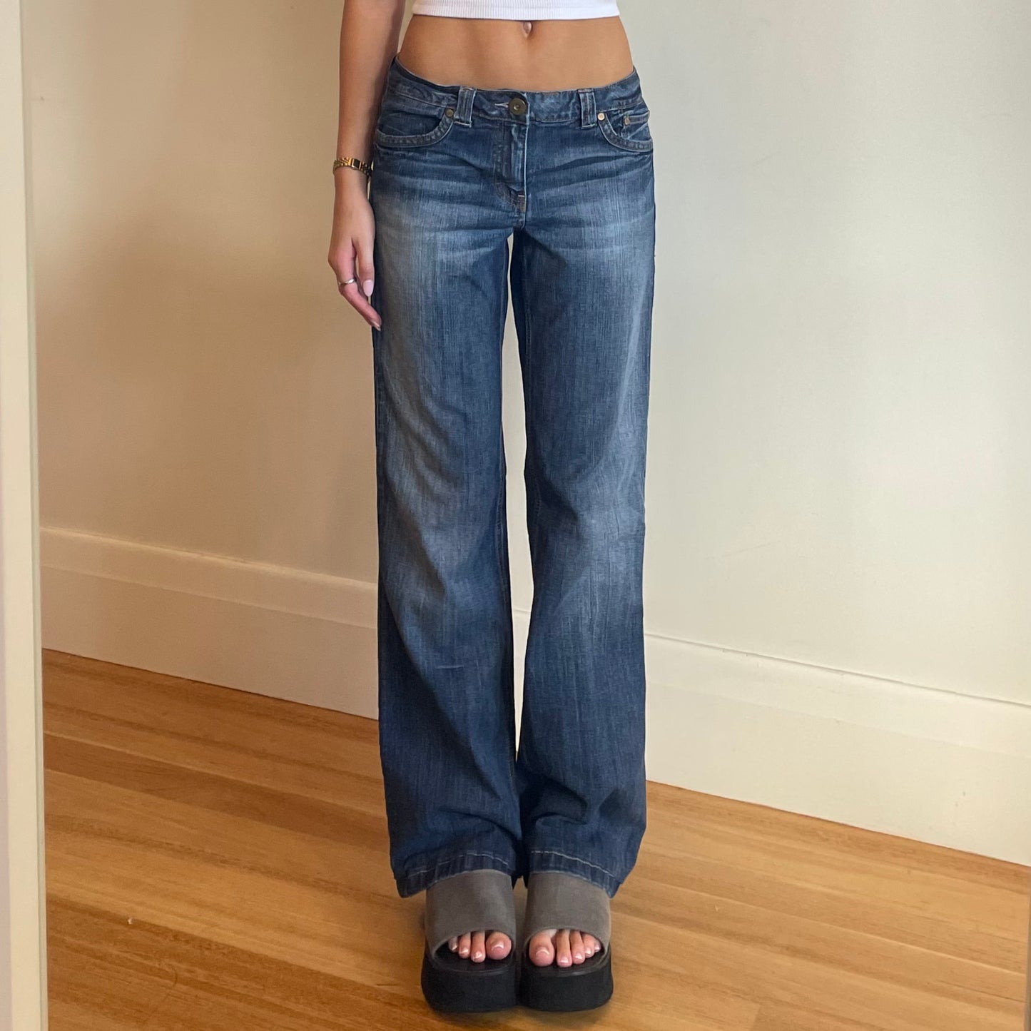 vintage low rise denim jeans