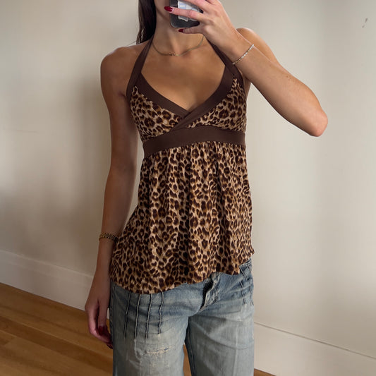 leopard halter top