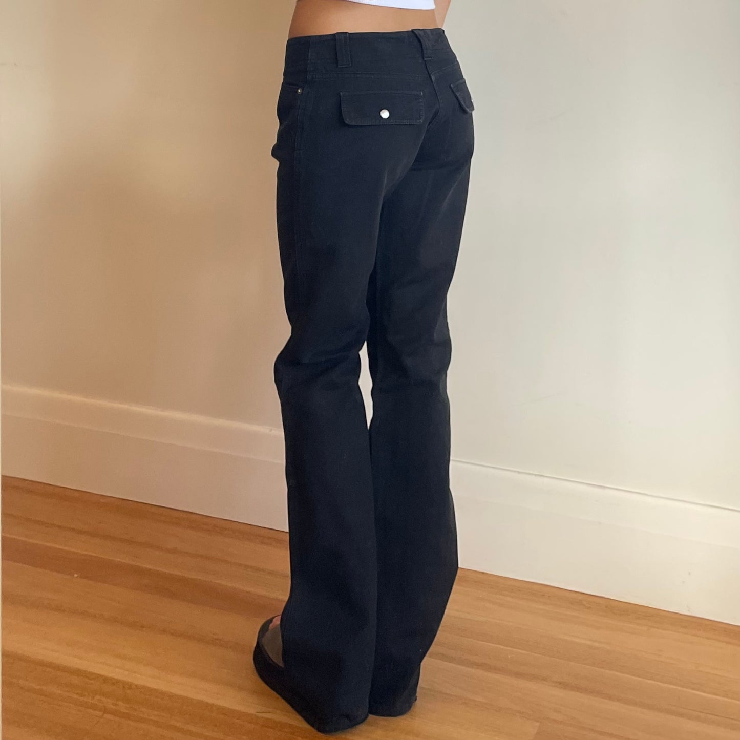 black low rise bootcut pants